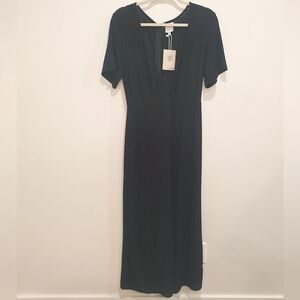 NWT MINKPINK Collection short sleeve stretch sparkle stripe wide leg jumpsuit